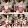 Adorable Pink Christmas Decoration Plush Sitting Gnome Snowman Reindeer Figurines For Festive Holiday Display