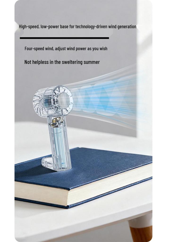 2026 Mini USB Rechargeable Transparent Handheld Ice Pack Fan - Korean & Japanese Style with Turbo Cooling