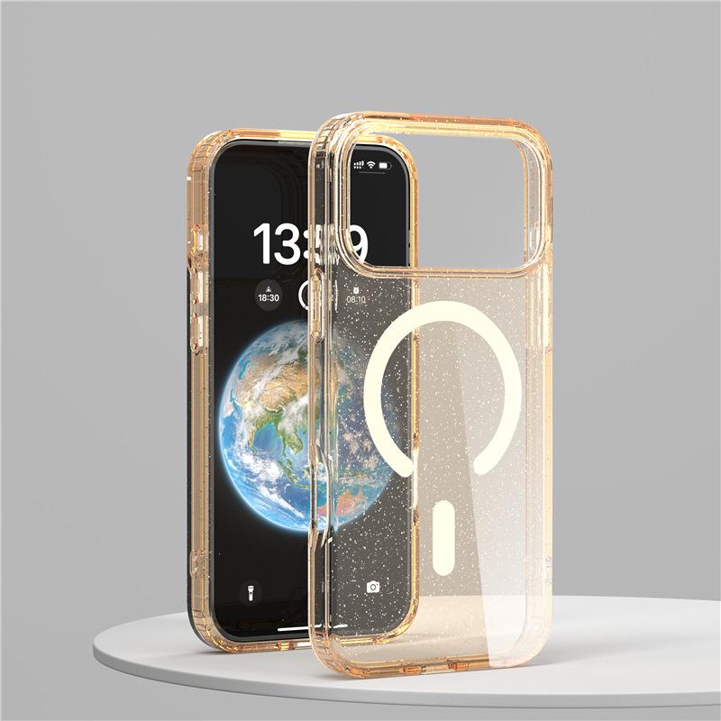 Применимо к чехлу для мобильного телефона Apple 17Pro, чехол-бампер для iPhone 17AIR с блестками, прозрачный чехол 17Pro max, магнитный чехол