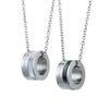 Pair Necklace Pendant Allergy Free Surgical Stainless Steel 316L Shell Message White Black [White Clover] & 4SUP066WH&4SUP066BK