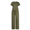 Women 2 Piece Outfits Sets Summer Short Sleeve Ruched Tops And Wide Leg Pants Tracksuit Matching Outfits