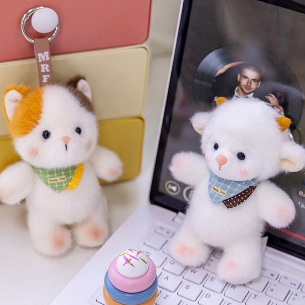 Furry Plush Animal Pendant PP Cotton Plush Backpack Pendant Stuffed Doll Keyring Boy Girl Gift