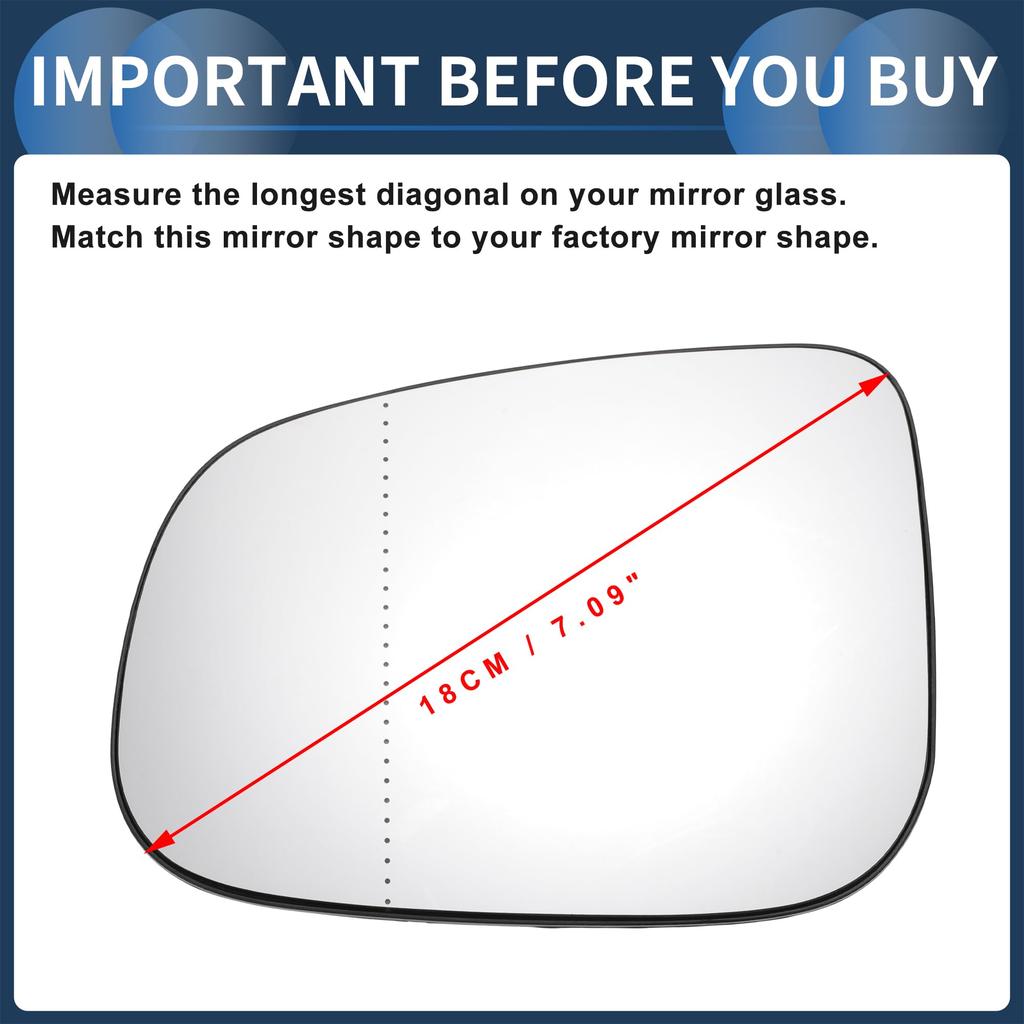 INFINAUTO Совместимо с Volvo Левое Зеркальное Стекло Заднего Вида со Стороны Водителя Замена с Подложкой