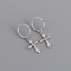 925 Sterling Silver Cross Hoop Earrings for Women Men Geometric Earring Party Jewelry
