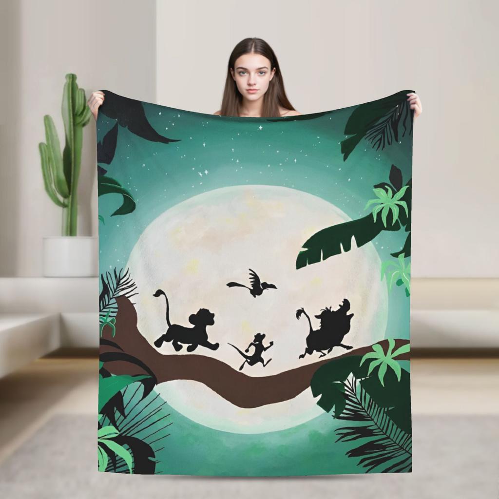 Lion King Blanket Funny Cartoon Simba Fleece Funny Warm Throw Blankets for Home Autumn/Winter