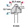 Shaped cutter with bearing, decorative, HM, 31.7 x 12.7 mm, 6 mm shank