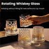 Бокал для виски 280 мл, вращающийся на 360 градусов, с изысканным тисненым узором, устойчивым отсоединяемым основанием, питьевой стакан, посуда для напитков