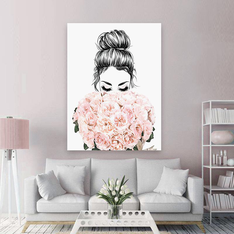 Fashion Poster Flowers Women Perfume Wall Art Canvas Painting Nordic Print Lashes Lips Books Picture Modern Salon Beauty Decor