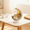 Snow House Moon Acrylic Ornament 2D Flat Half Moon Table Sign with Base Home Office Desktop Decoration Ornament