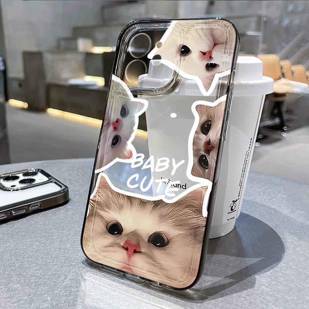 Милый кот-щуп, подходит для чехла iPhone17promax space phone, Apple 16, прозрачный, 15/14, маленькое отверстие