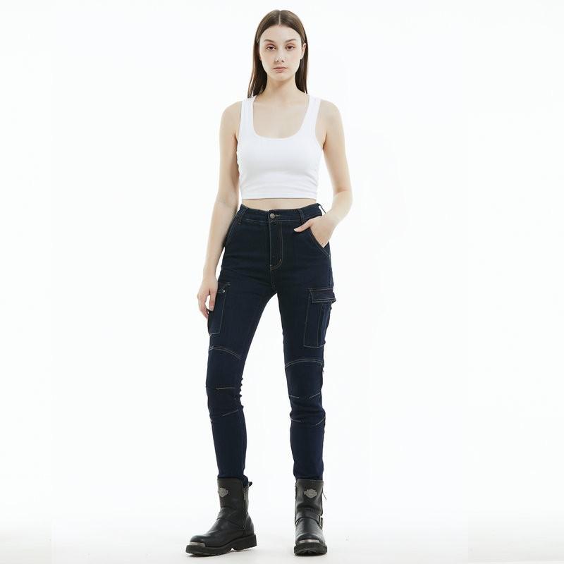 Womens Motorcycle Riding Pants With Silicone Padding - Stretchable Abrasion-Resistant Biker Jeans Cycling