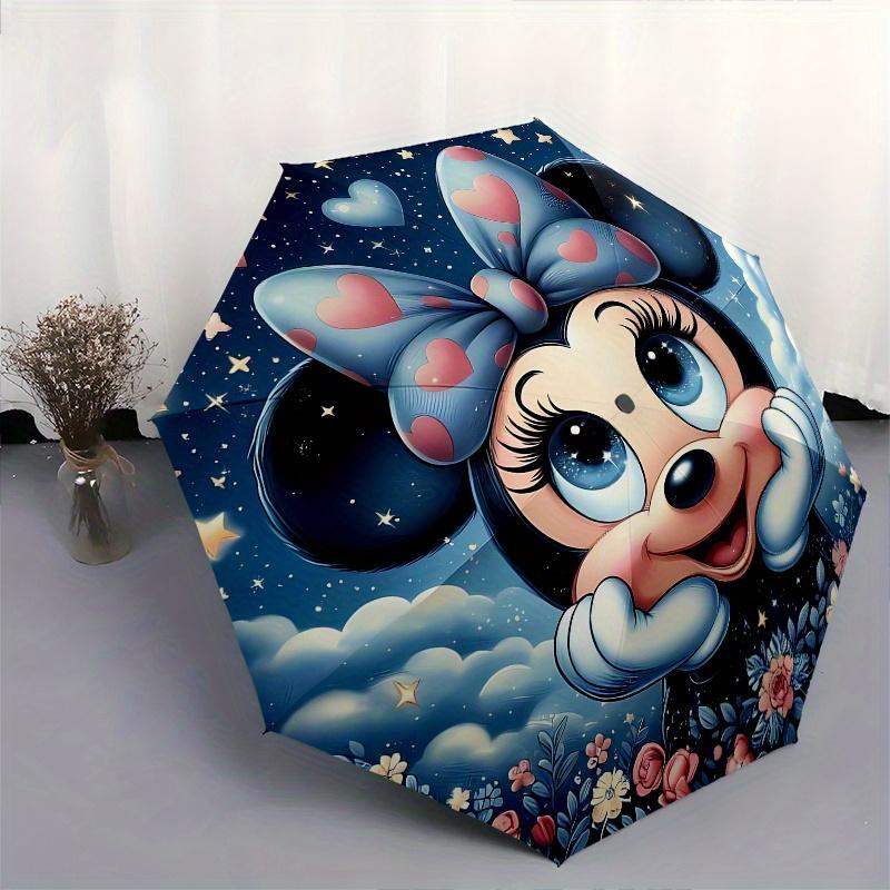 Minnie Mouse, Fantasy Automatic Opening and Closing Umbrella, Compact Travel Umbrella, Lightweight and Portable, Suitable for Beach Commutin
