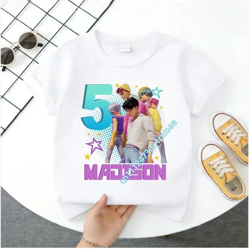 2026 Новая K-POP Saja Boys Принт Короткий Рукав Весенняя Семейная Одежда для Мальчиков и Девочек Милая Хлопковая Футболка для Мальчиков и Девочек