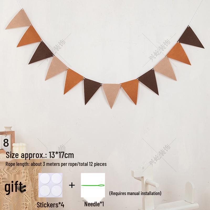 Yellow-Green Felt Pennant Bunting for Kids' Birthday or Kindergarten Decor