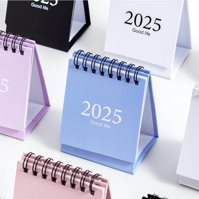 Мини-календарь для настольного использования на 2025 год, мини-календарь с июля 2024 года по декабрь 2025 года, однотонный маленький настольный календарь с наклейками, школьный мини-календарь