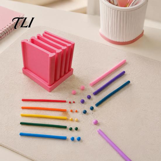Miniature Decoration Makers 1 Set Polymer Clay Thickness String Rollers, Rolling Guide 0.5-5mm, with Storage Handmade Earring Tools Base, Strip Roller