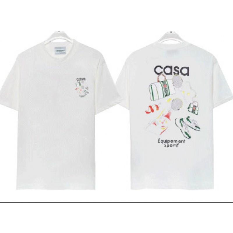 Casablanca Print T-Shirt Mens Short Sleeve Loose Fit Cotton Tee Casual Wear