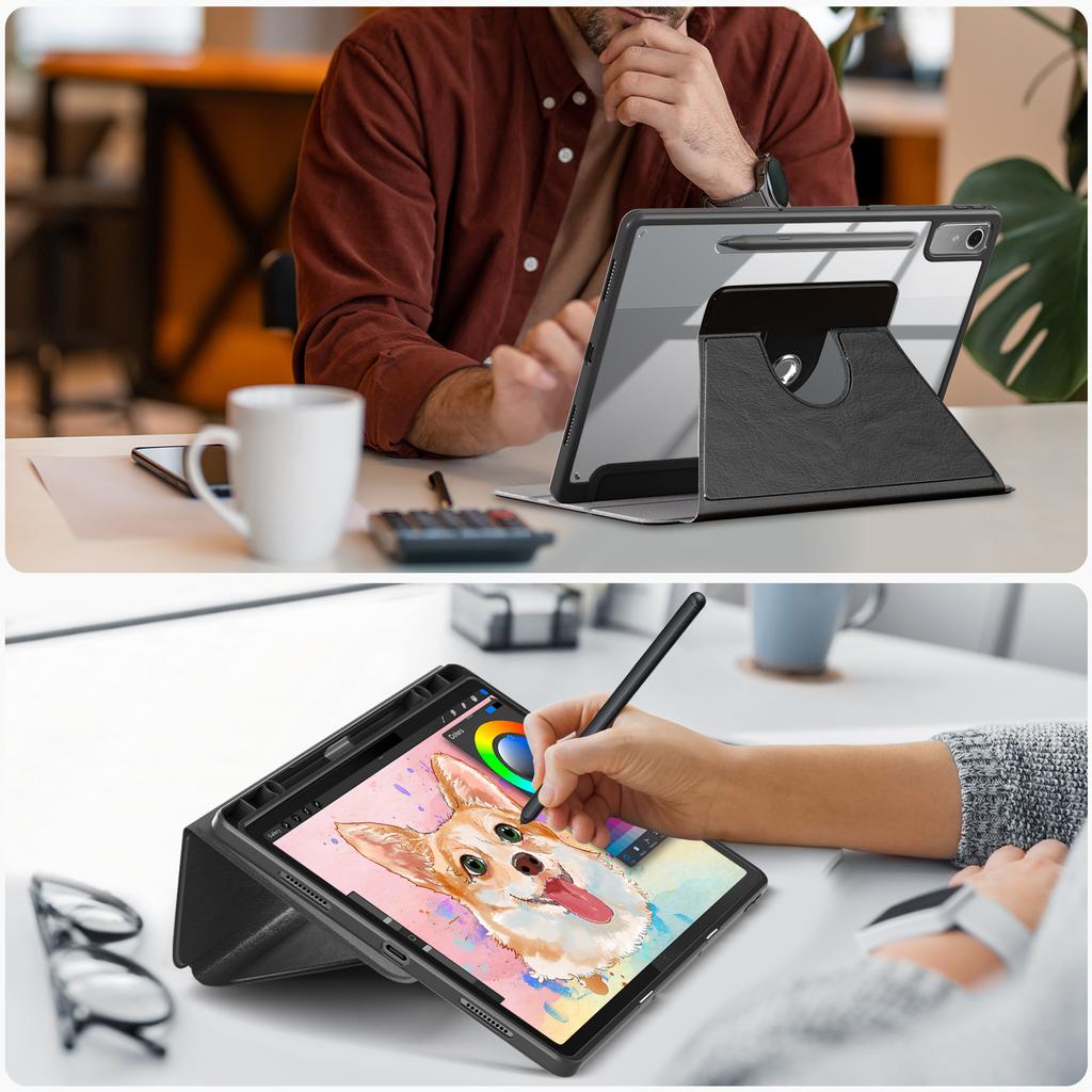 Для Lenovo Tab P12 TB371FC Чехол Кожа+Акрил+ТПУ Подставка Чехол для планшета с функцией автоматического пробуждения/засыпания