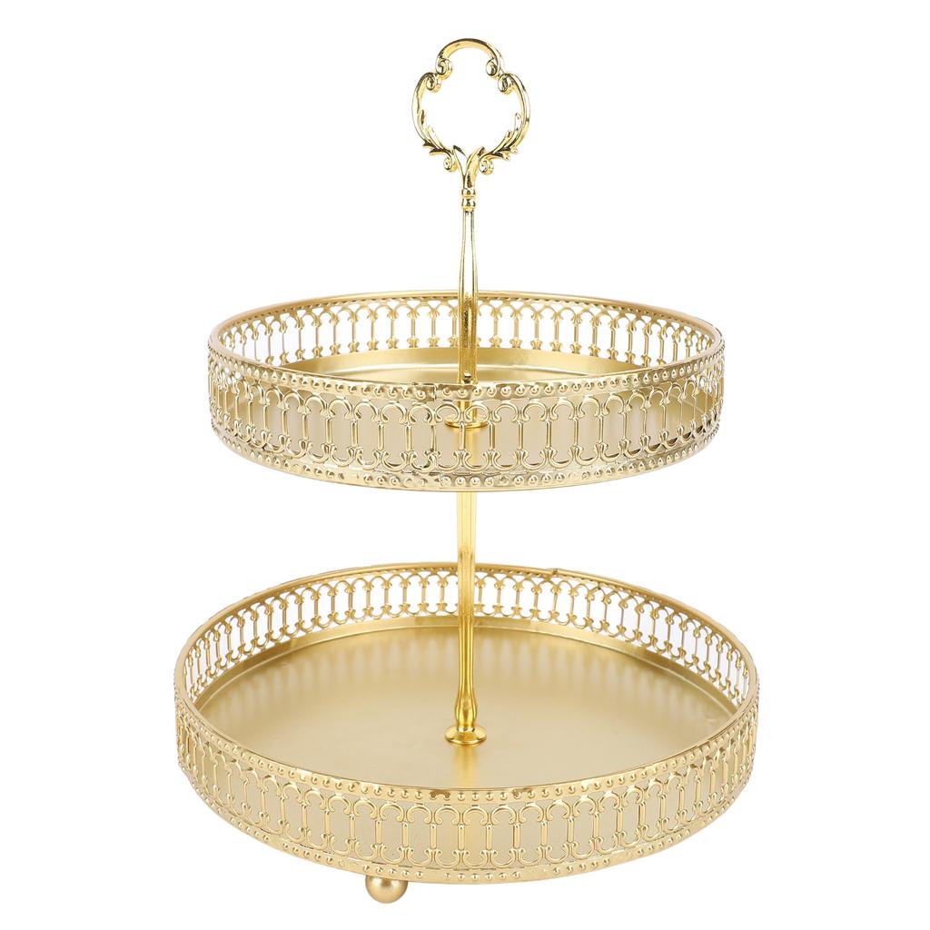 Многоярусный поднос, простая сборка, металлический, большой емкости, 2-х ярусная сервировочная подставка для фруктов, десертов, тортов, закусок