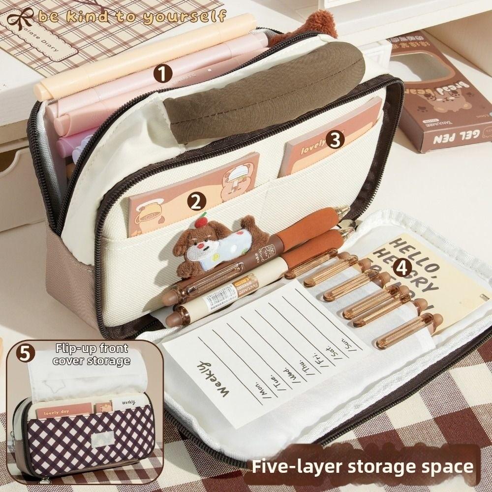 Handheld Cartoon Pen Bag Large Capacity Stationery Pouch Ins Stationery Organizer Cosmetic