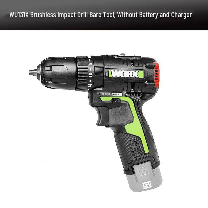 Бесщеточный ударный шуруповерт Wickes WU131X: Многофункциональный электрический молоток-дрель с перезаряжаемой литиевой батареей для сверления стен