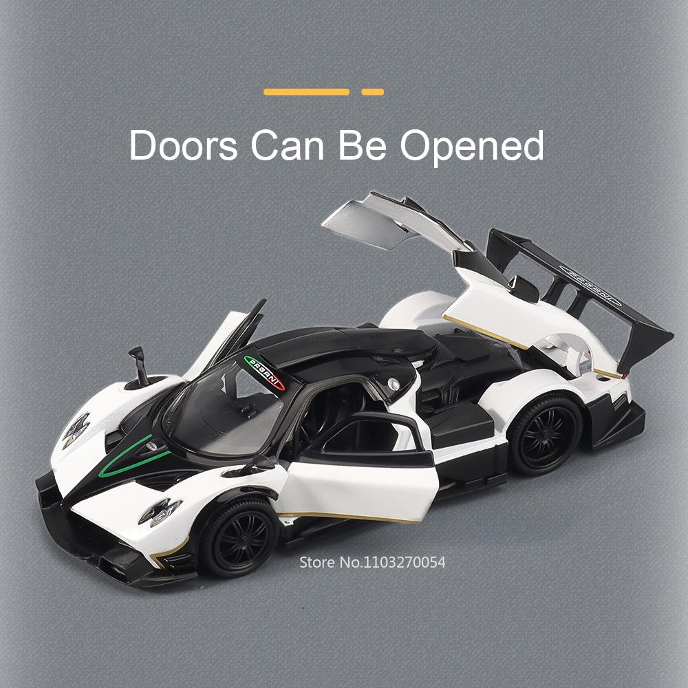 ABAF1 1/32 Pagani Zonda R Diecast Models Huayra Dinastia Alloy Toys Miniature Car Sound Light Pull Back Doors Openned Cars Child Gifts