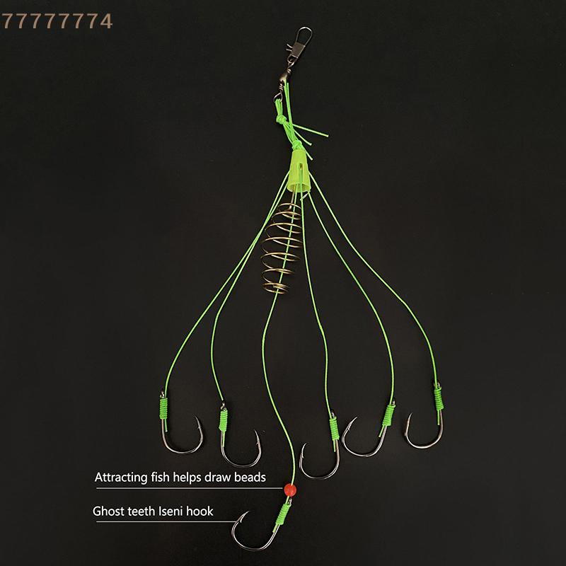 4 шт./набор 6-острых крючков Рыболовная приманка Ловушка Кормушка Клетка с пружинами из нержавеющей стали Взрывной рыболовный крючок для улучшения улова