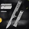 Mini Folding Knife Stainless Steel Multi-function Quick-opening Knife Replaceable Blade Carry Unpacking Tool Utility Knives