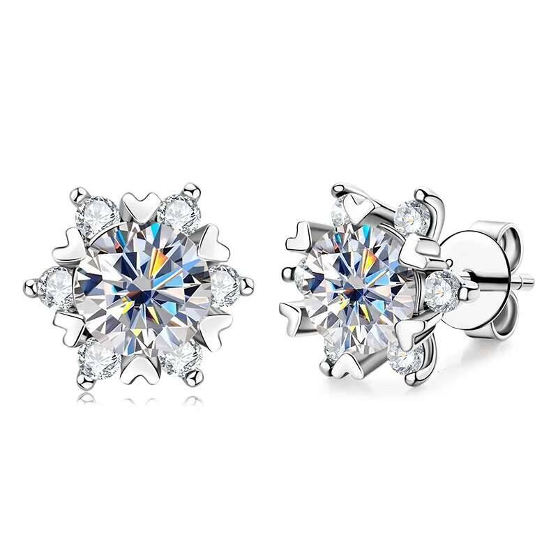 Серьги-снежинки из серебра S925 с муассанитом для женщин, модный и классический дизайн с 6 крапанами, в качестве подарка на День святого Валентина для друзей