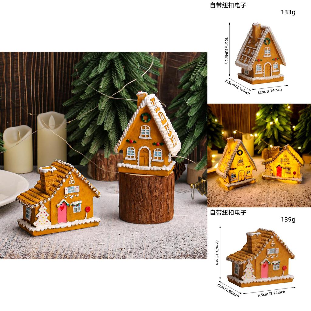 Resin Christmas Village Small House With Light For Seasonal Gift And Decor