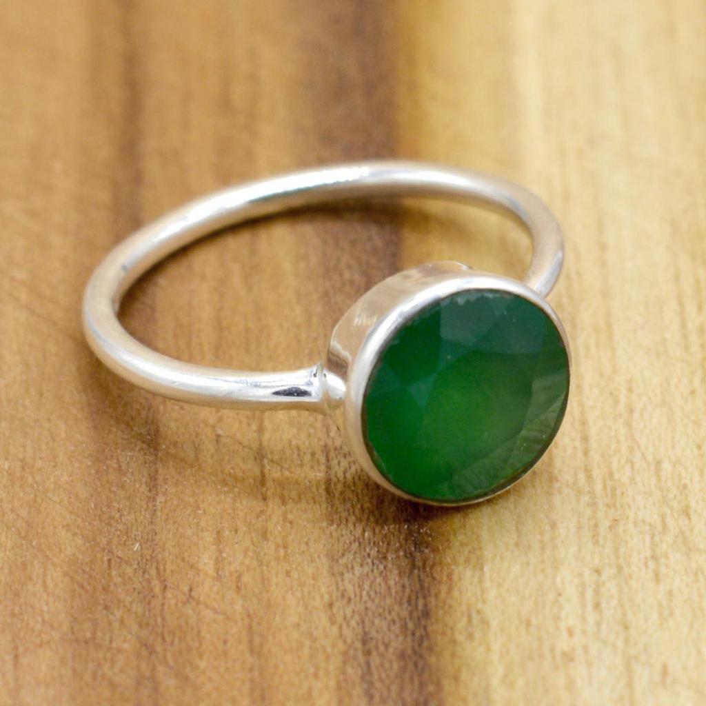 Green Onyx 925 Sterling Silver Ring, Onyx Gemstone Handmade Women Boho Ring