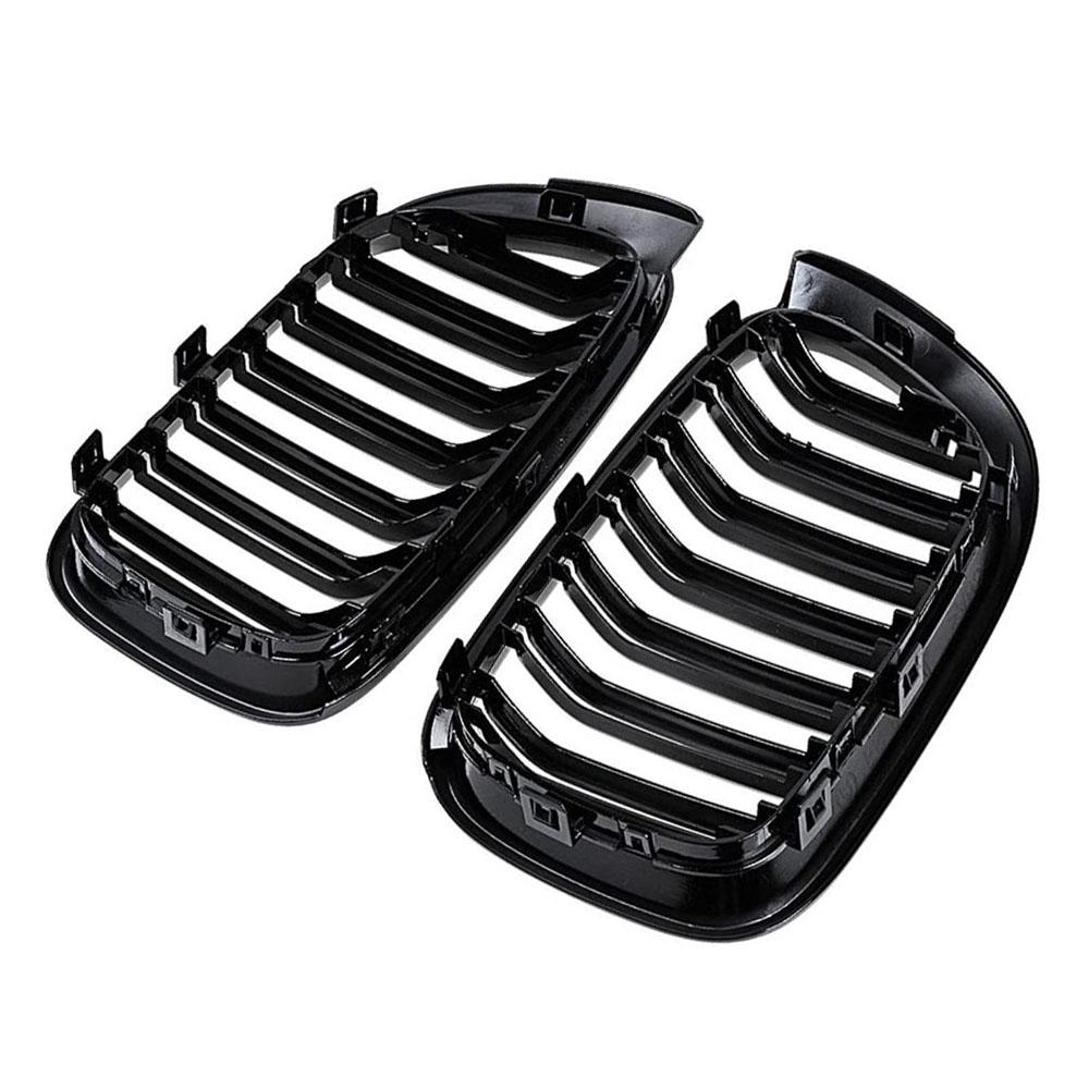 Пара автомобильных решеток на передний бампер из углеродного волокна для BMW X3 X4 F25 F26 2014 2015 2016 2017, двойная планка, отделочная полоса для почек