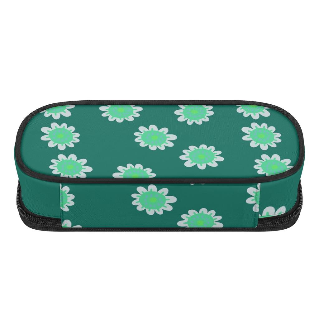 Pencil Pouch Casual High Capacity 300D Polyester Zip Around Closure with Main Compartment Mesh Pocket and Pen Slots for Students