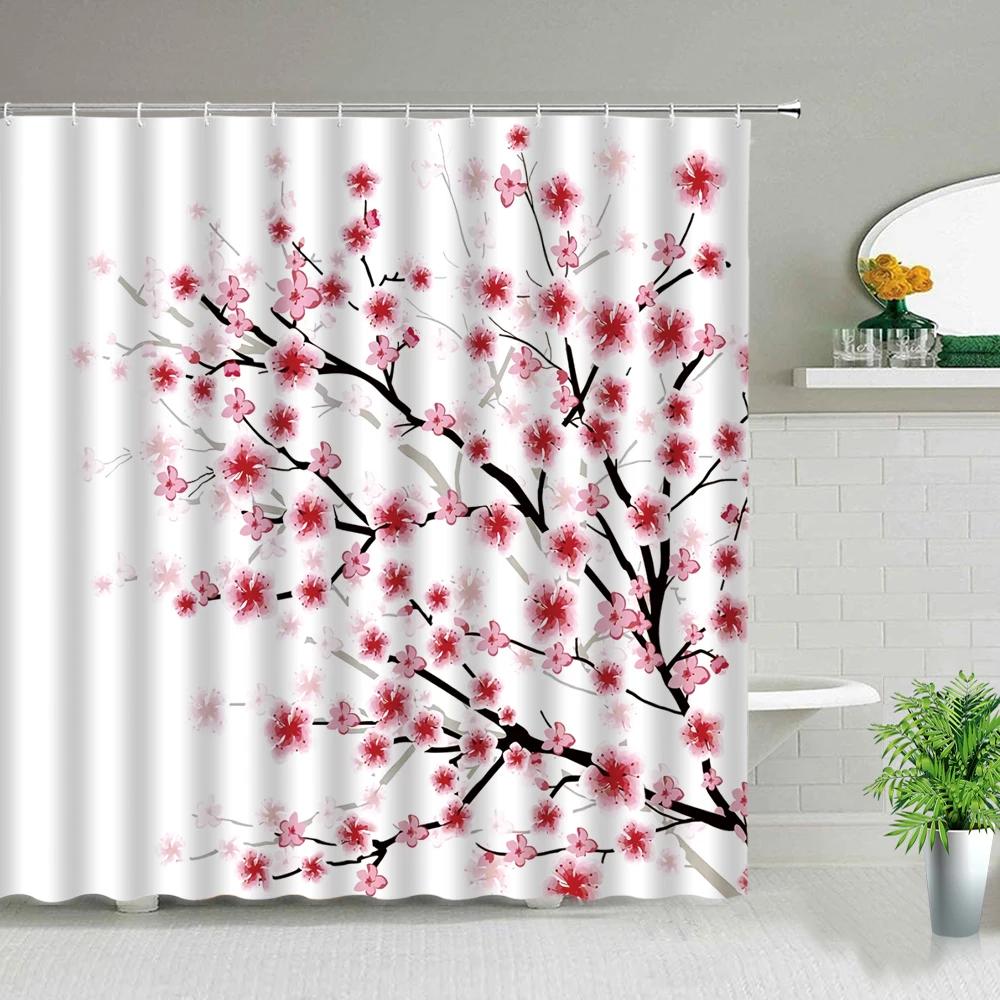 Chinese Style Flower Birds Shower Curtains Waterproof Bathroom Curtain 3d Printed Fabric With Hooks Bathtub Decor Bath Curtain