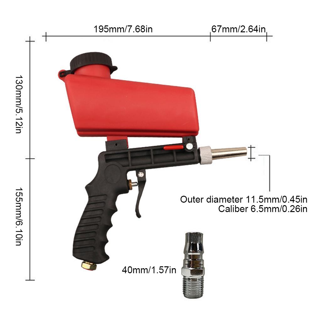 Small Sandblasting Gun Adjustable Handheld Pneumatic Blasting Gun Steel Pneumatic Sand Blaster 700CFM for Polishing Rust Removal
