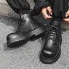 British Martin boots men's thick-soled heightening tooling boots business handsome high-top leather shoes niche short boots 22721-J