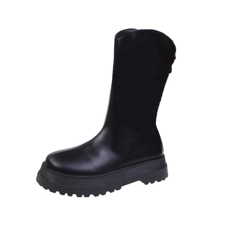 Женские сапоги уличной моды из искусственной кожи с молнией сзади на платформе, массивные ботинки, женские удобные прогулочные туфли