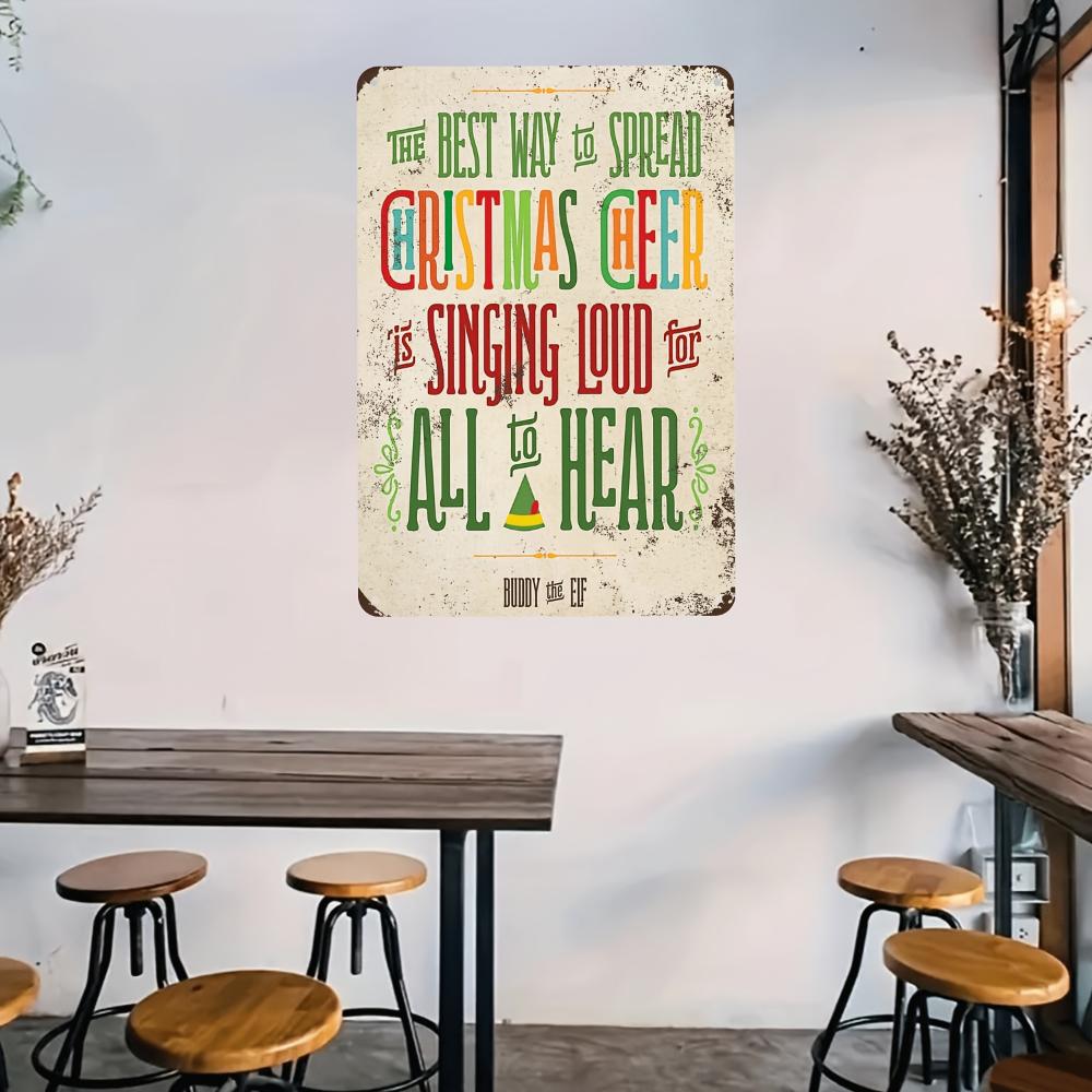 1pc Buddy Elf Merry Christmas Poster Canvas Aluminum Sign (8"x12"/20cm*30cm) Metal Aluminum Sign Vintage, Aluminum Sign for Room