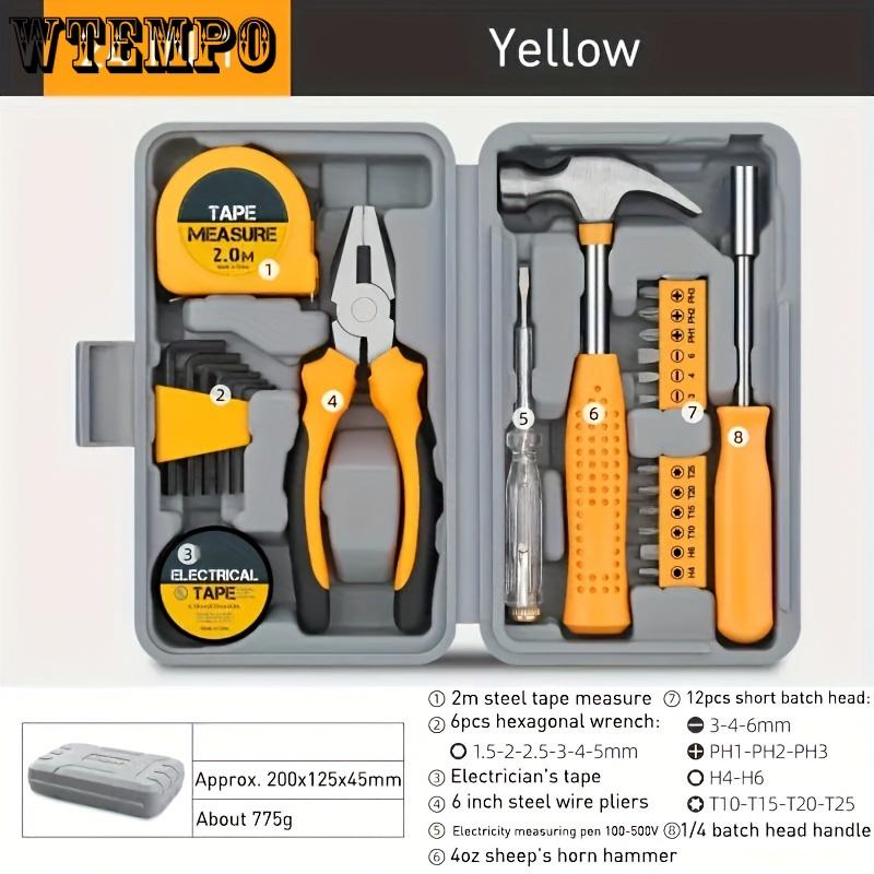 24pcs Tool Set, General Household Hand Tool Kit, With Plastic Toolbox Storage Case, Blue For Woman-Include All Essentials, College, Apartment, Room