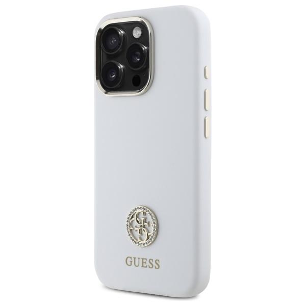 Guess GUHCP16LM4DGPH iPhone 16 Pro 6.3" white/white hardcase Silicone Logo Strass 4G