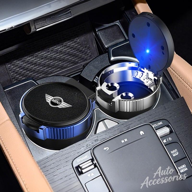 Car Ashtray Creative Storage With Lid LED Light Ashtray Accessories For BMW MINI Cooper One JWC R55 R56 F56 R57 R58 R59 sticker FF4