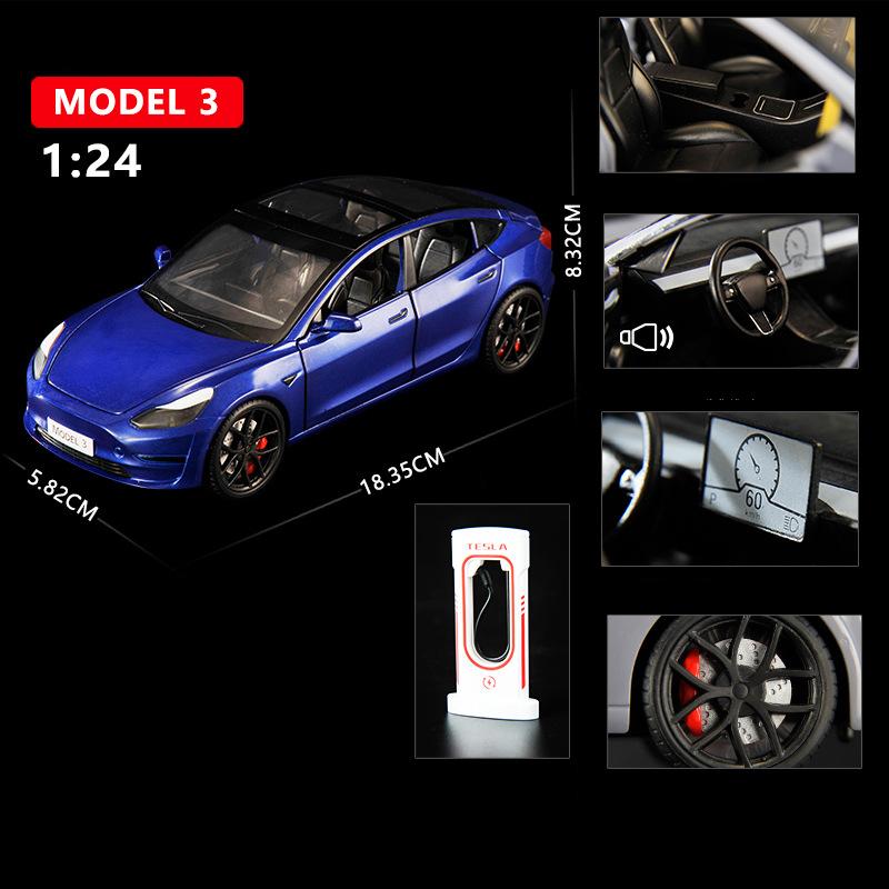 1:24 Модель X Модель Y Tesla Model 3 Литой из сплава Игрушечная модель автомобиля Звук и свет Детская игрушка Коллекционные предметы Подарок на день рождения