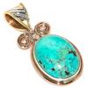 Подвеска из чистого серебра 925 пробы с натуральной тибетской бирюзой, двухцветная, 1,50 дюйма, K2p33