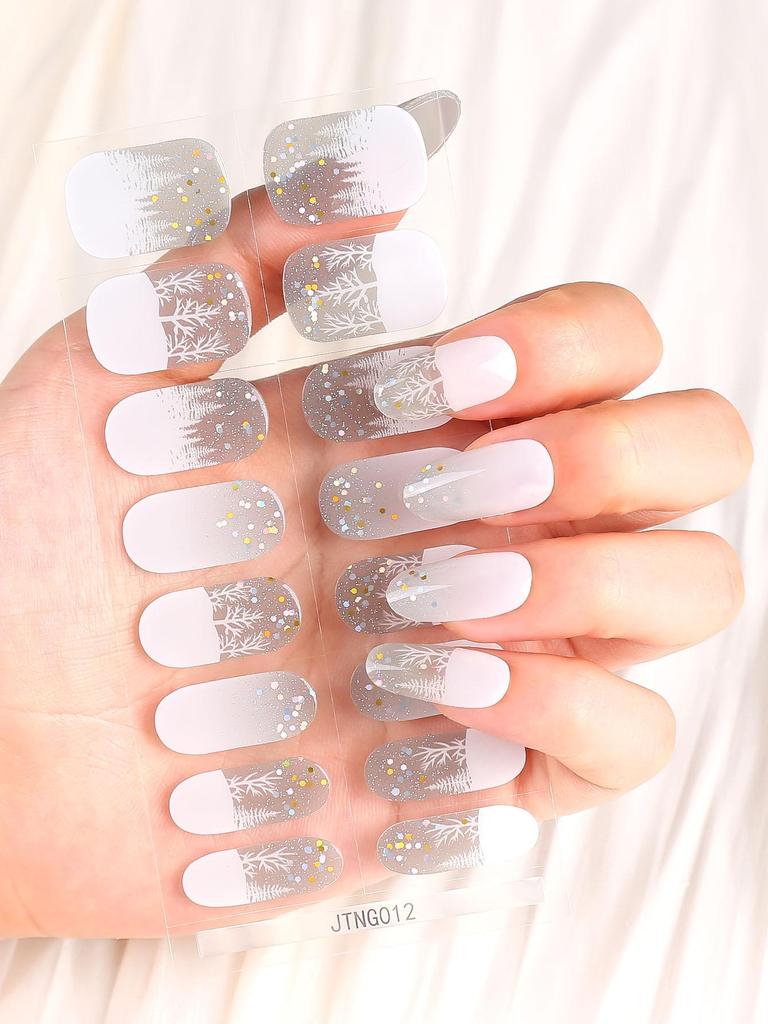 Рождественские полупрозрачные гелевые наклейки для ногтей с УФ-лампой