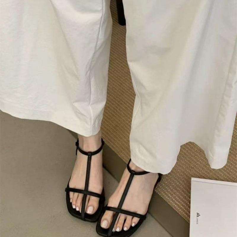 Мода 2025 Новые гладиаторские женские сандалии Летняя мода Открытый носок Сандалии на платформе Женская уличная пляжная обувь на плоской подошве