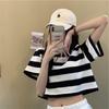Striped Short Women's Top Short-sleeved T-shirt Loose Korean Women's Summer Casual Bottoming Shirt Women