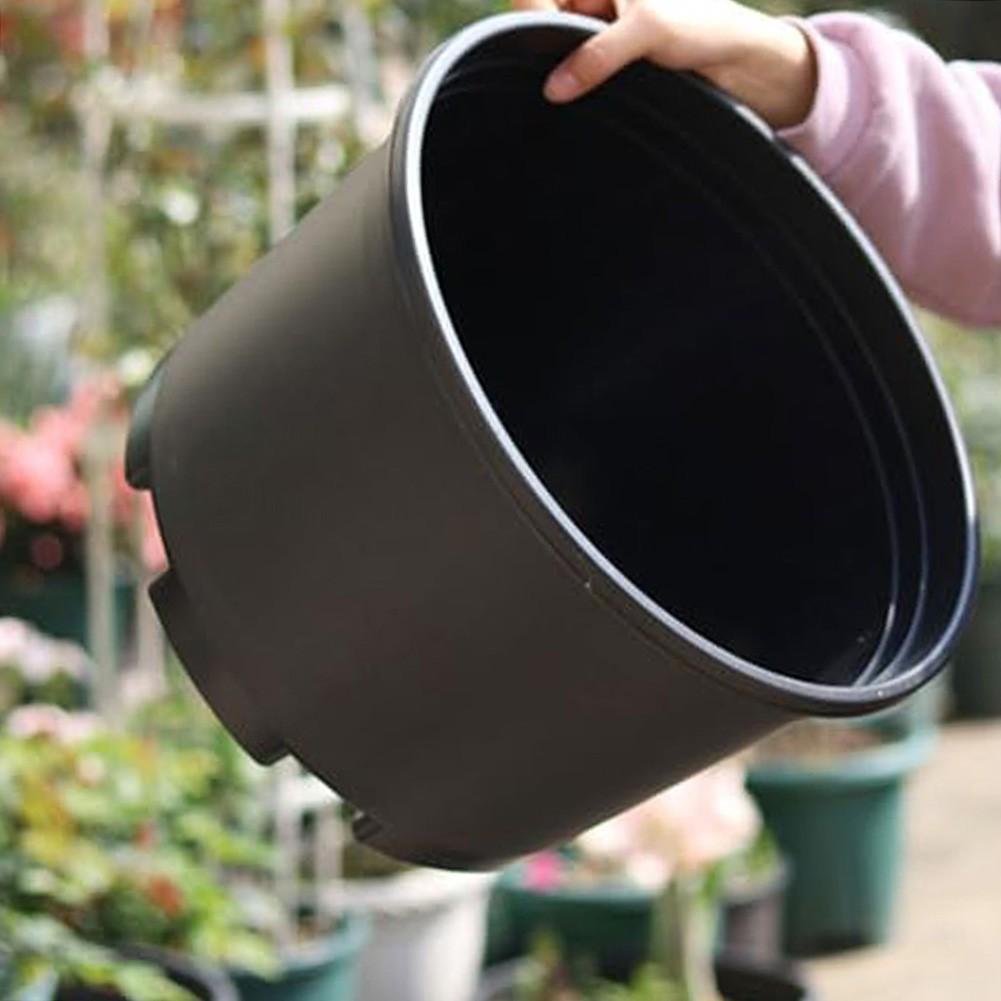 Large Round Outdoor Plant Nursery Pot with Drainage Holes 30cm 34cm Black