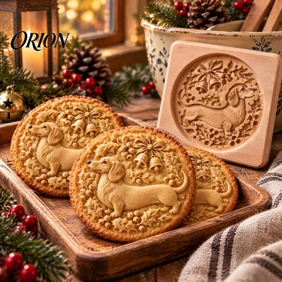 DIY Holiday Biscuit Cutters Woodland Animal Cookie Mold, Durable Wooden with 3D Relief Rustic Party Favors Patterns Cutter, Handmade Decorative Stamps