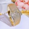 CMM Dubai Golden Retro Emerald Color Zirconia Hollow Large Wide Bangle Bracelet Womens Party Aristractic Hand Jewelry Accessories