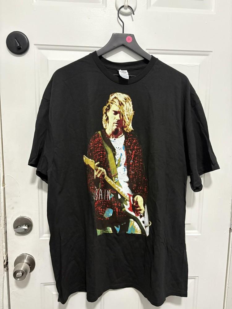 Винтажная футболка Курта Кобейна Мужская 2XL Nirvana Черная Футболка Группа Рок Унисекс Футболка